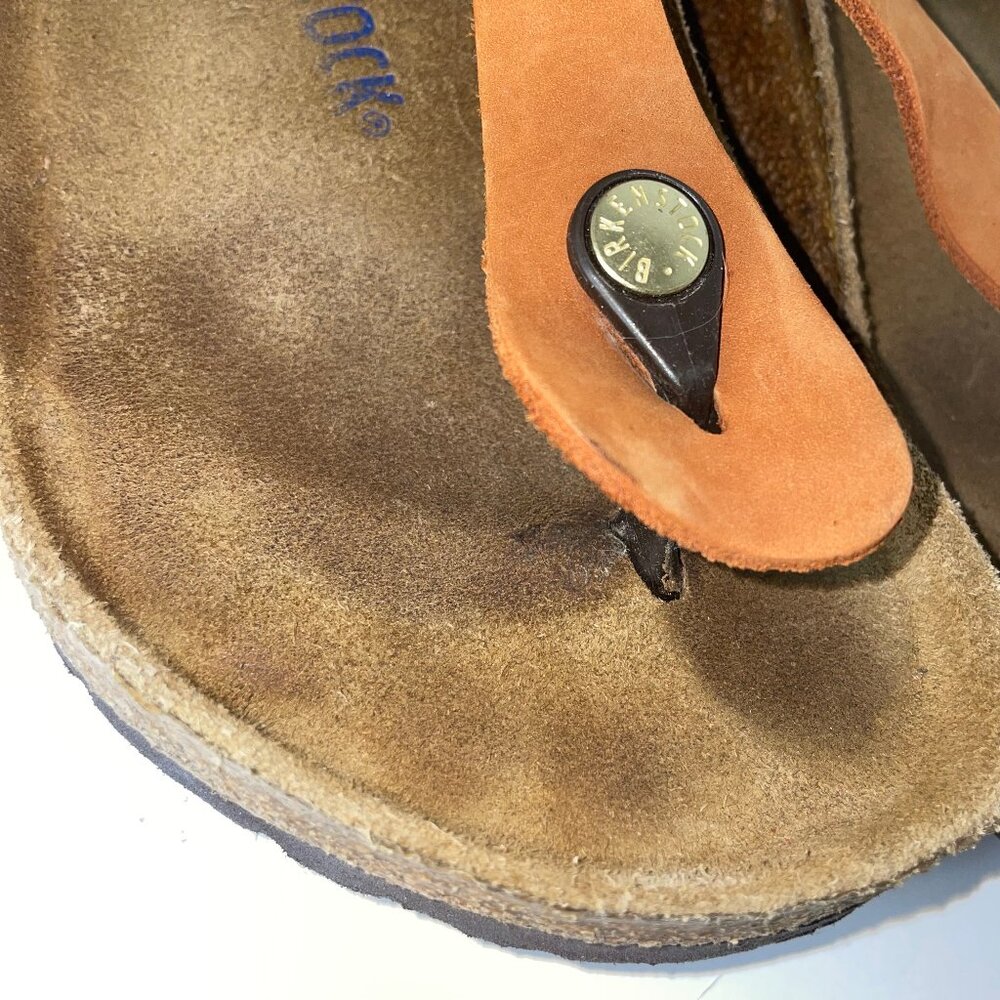 Birkenstock Gizeh Women's Leather Burnt Orange Thong Sandals Size 39 / US 8 - 8 - Picture 3 of 13